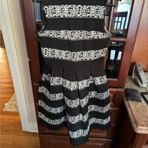 Aqua Black and White Striped Mini Dress